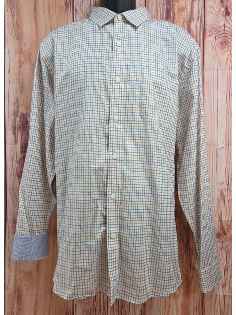 Johnston & Murphy Mens Orange Check Long Sleeve Shirt XL